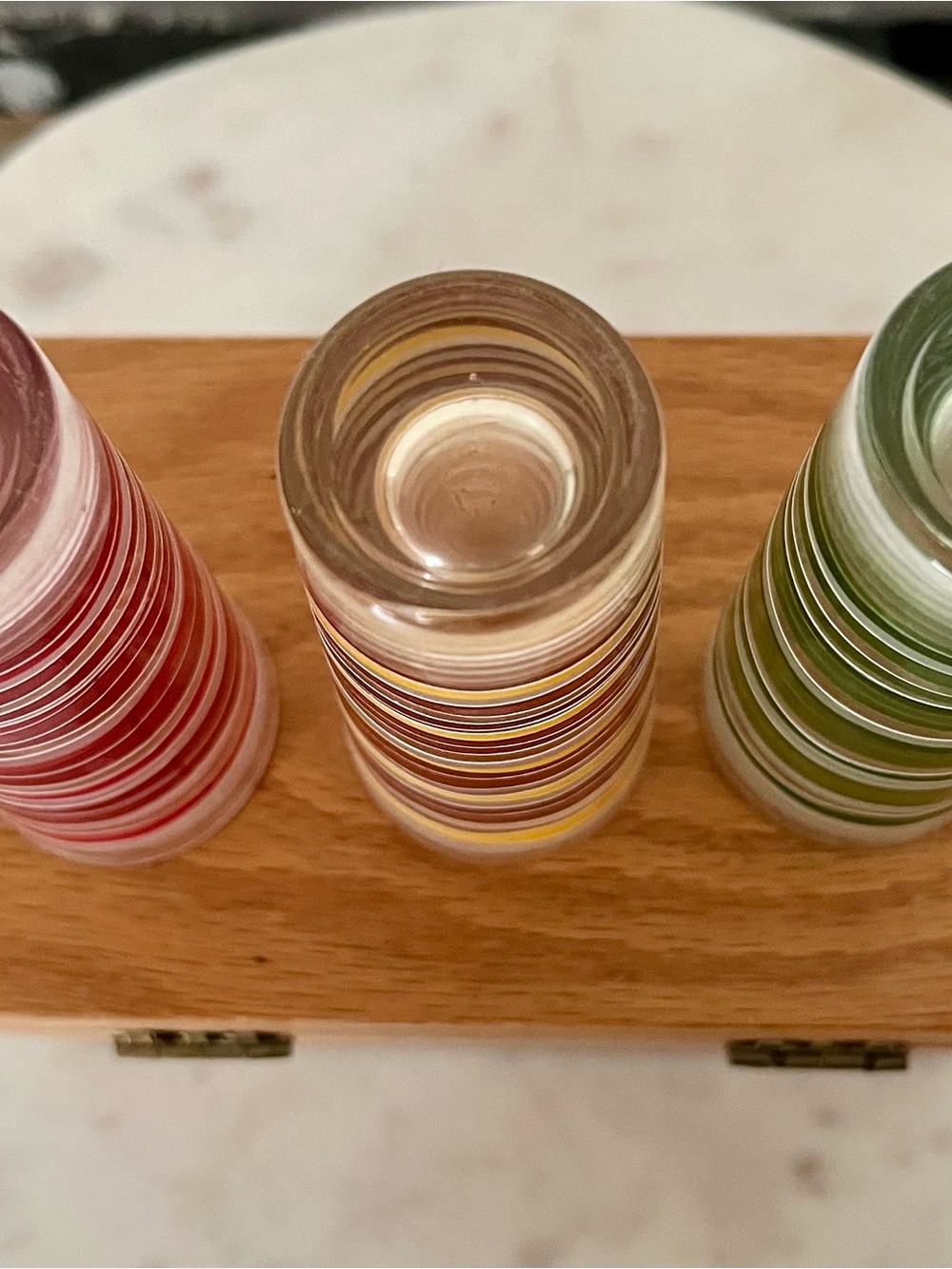 Vintage Cerve Italy Circleware Striped Shot Glasses - Set of 3 MCM Retro - Picture 6 of 7